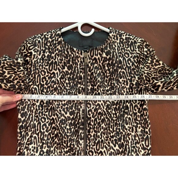 J. Crew Collection Calf Hair Leopard Print Leather Collarless Jacket Size 2 - Picture 11 of 16